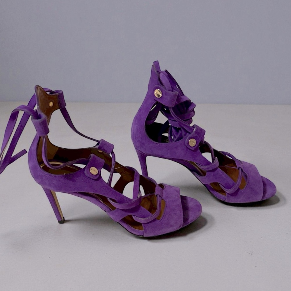 Etro Purple Lace-Up Suede High-Heel Sandals - Picture 5 of 13